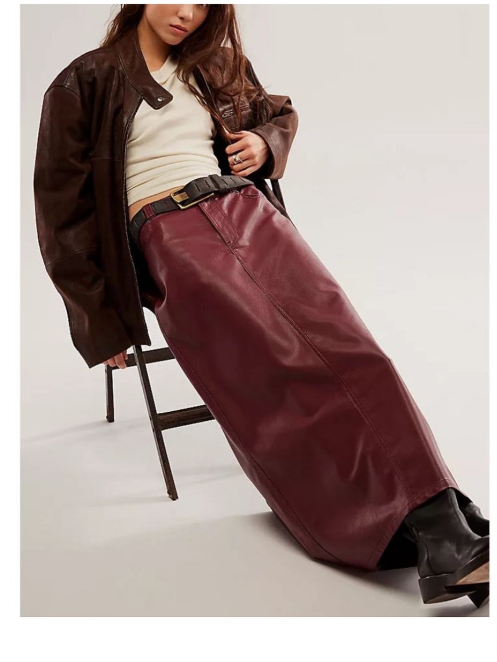 Free people burgundy skirt